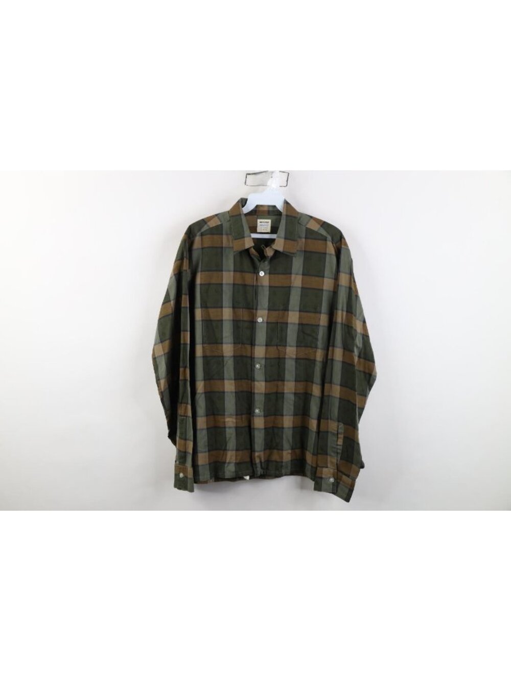 Vintage 60s Loop Collar Collared Button Shirt Mens Size M Checked Geometric USA